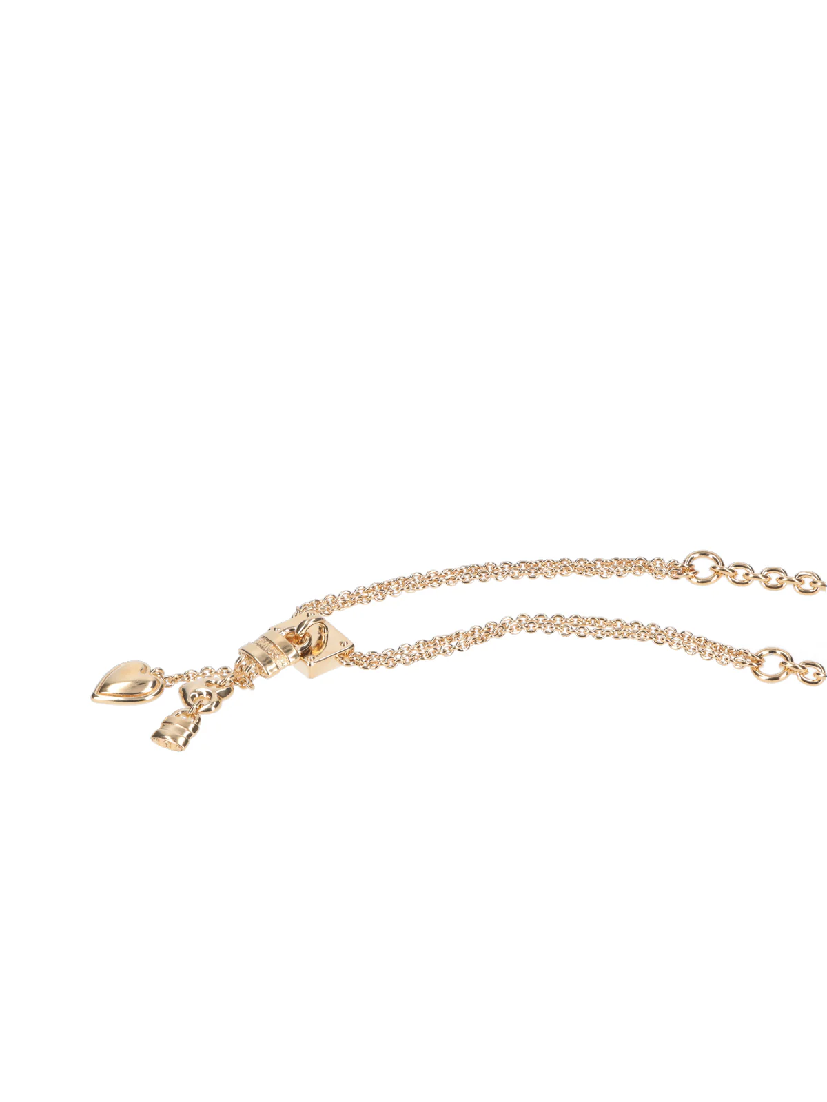 Gold-tone Chain Necklace with Heart and Padlock Charms - Image 3