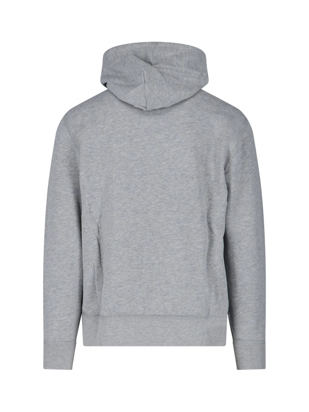 Heather Grey Hoodie With Drawstring And Embroidered Logo - Image 3