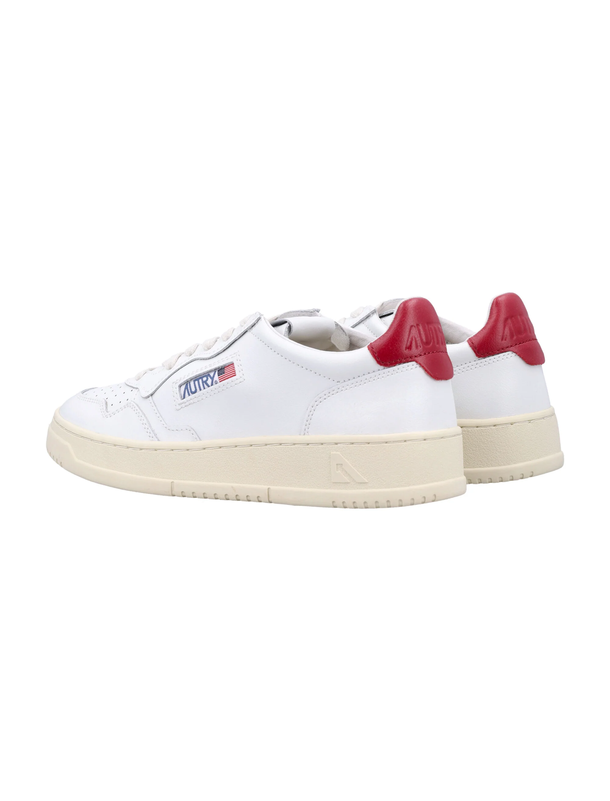 Smooth White Leather Low-Top Sneakers With Perforated Toe Detail - Image 4
